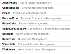 The list of API calls for the Agent API in the Developer Portal.
