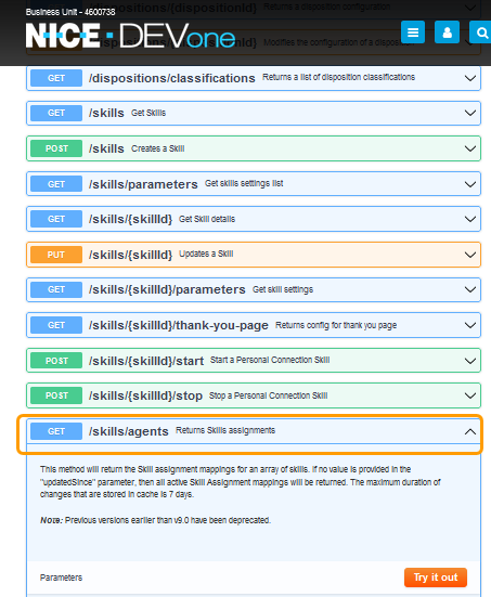 The matching API for the Agent Assignments by Skill action. 