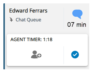 Below the contact's name and the skill, the box says Agent Timer, with the timer next to it.