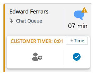 The yellow alert icon appears, and the text Customer Timer turns yellow.