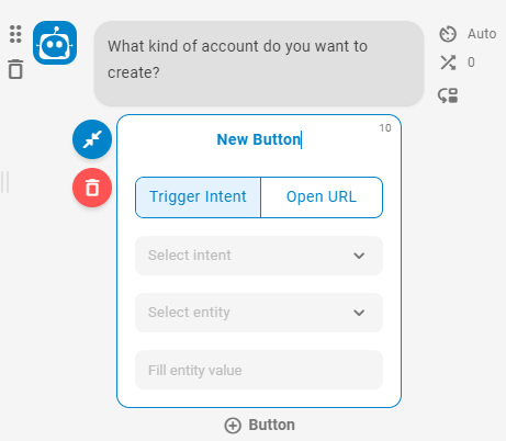 Screenshot of the choices for creating a button.