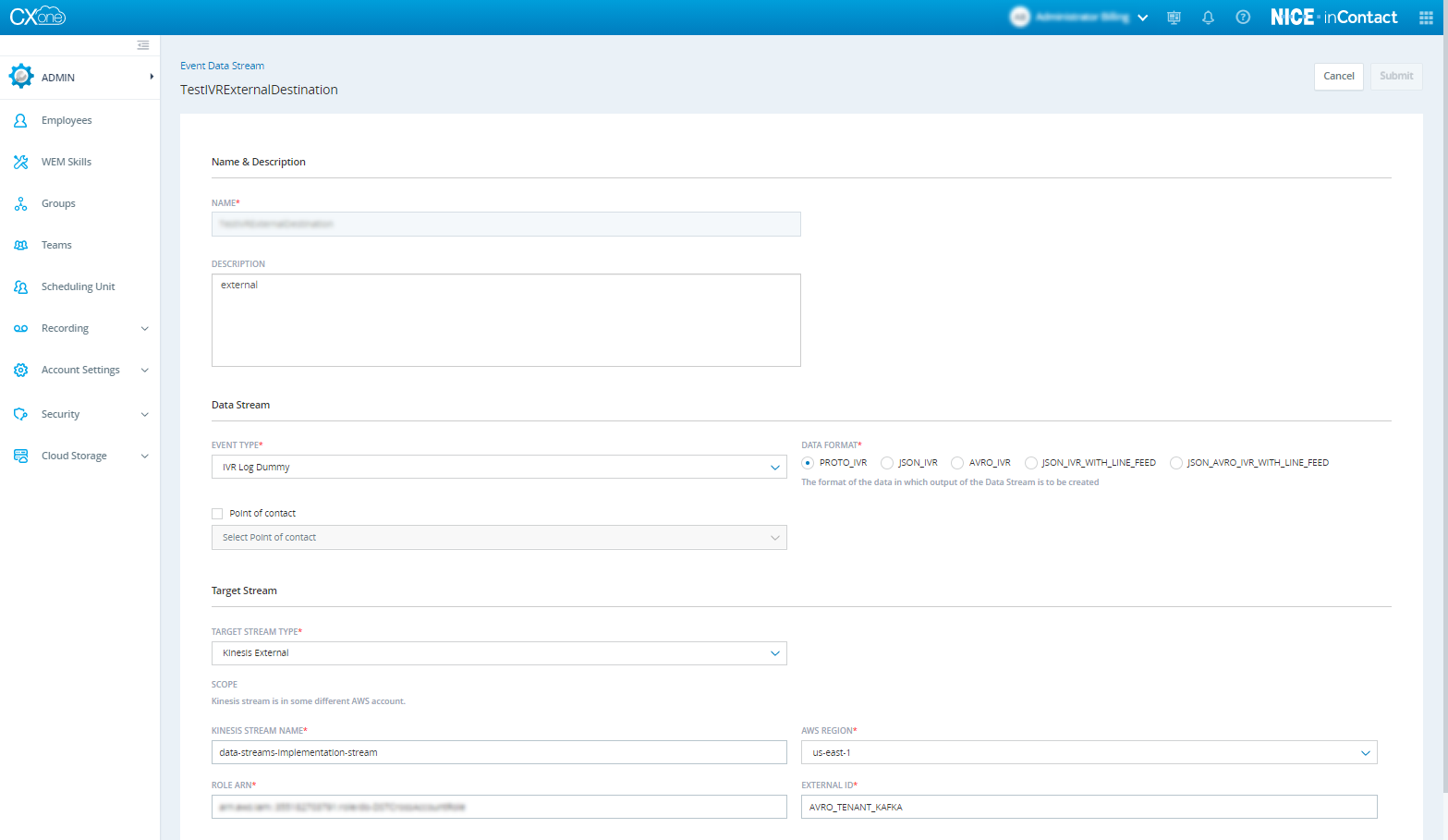 Create a data stream page