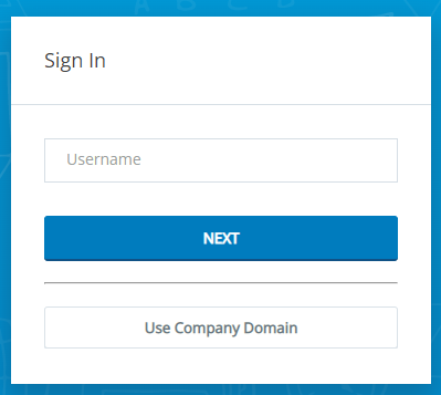 The login page with the company domain button.