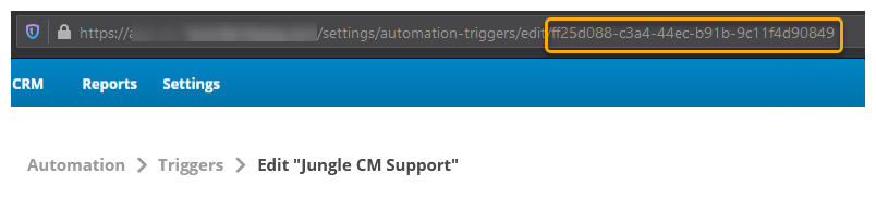 An example of where to find the URL for the pop-up trigger in the Digital Experience admin portal. 