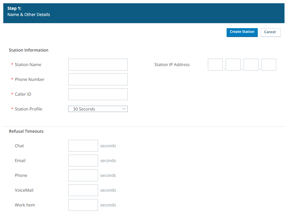 Image of station creation page.