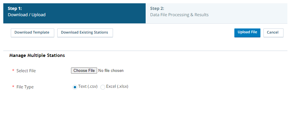 Image of station bulk upload form