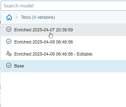 Image of a select intent model drop-down list