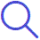 icon of a magnifying glass outlined in purple on a white background.
