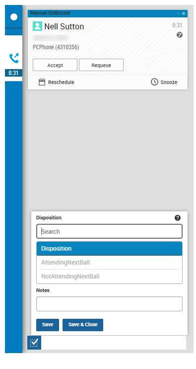 Image of Personal Connection dialer. 