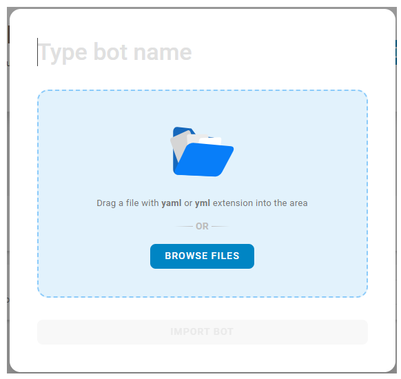 Screenshot of the dialog to import a bot.