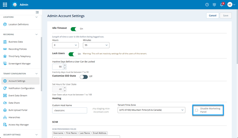 Screenshot of the Account Settings page.