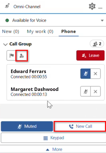 The Add Caller icon is of a person with a plus sign. The New Call button is at the bottom.