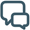 icon of one big chat bubble and one small chat bubble.