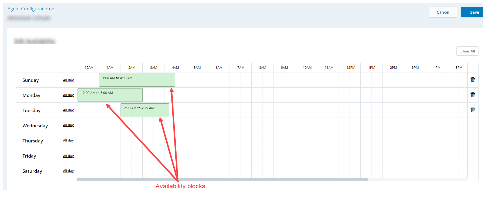 Image of agent availability blocks