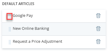 The page where you select the specific CXone Expert articles to include a knowledge base entry point.