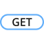 Icon of a capsule shape with GET inside.