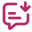 A speech bubble with lines in it and an arrow pointing down.