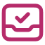 A square with a curvy line and a checkmark in it.