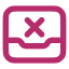 A rectangle with a curvy line and an X in it. 