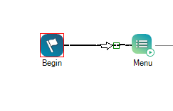 An anchor point on the connector between two actions.