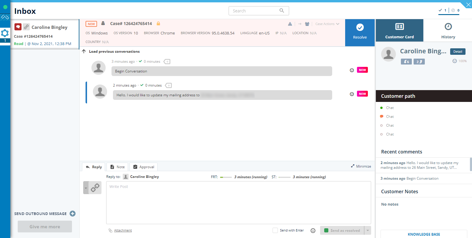Image of replying directly to a case.