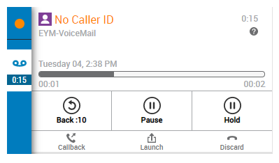 Image of the voicemail workspace.