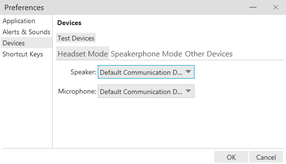 Image of the Devices tab in the Preferences window.