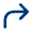 A curved blue arrow pointing right.
