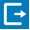Icon of a left bracket and an arrow pointing right. Blue background.