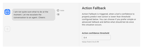 Screenshot showing action fallback options