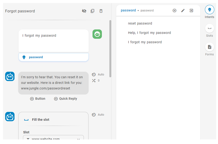 Screenshot of Forgot Password story