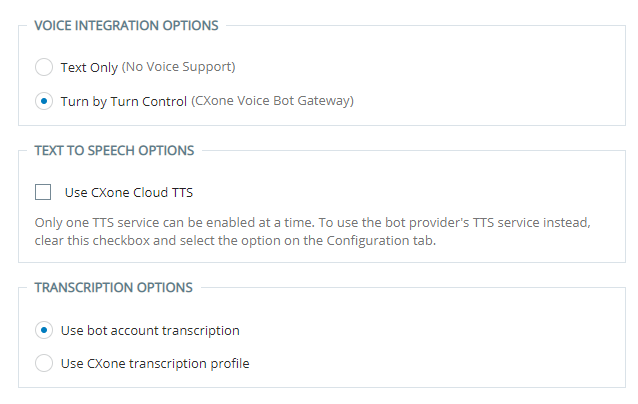 The Voice page in the configuration wizard in Virtual Agent Hub.