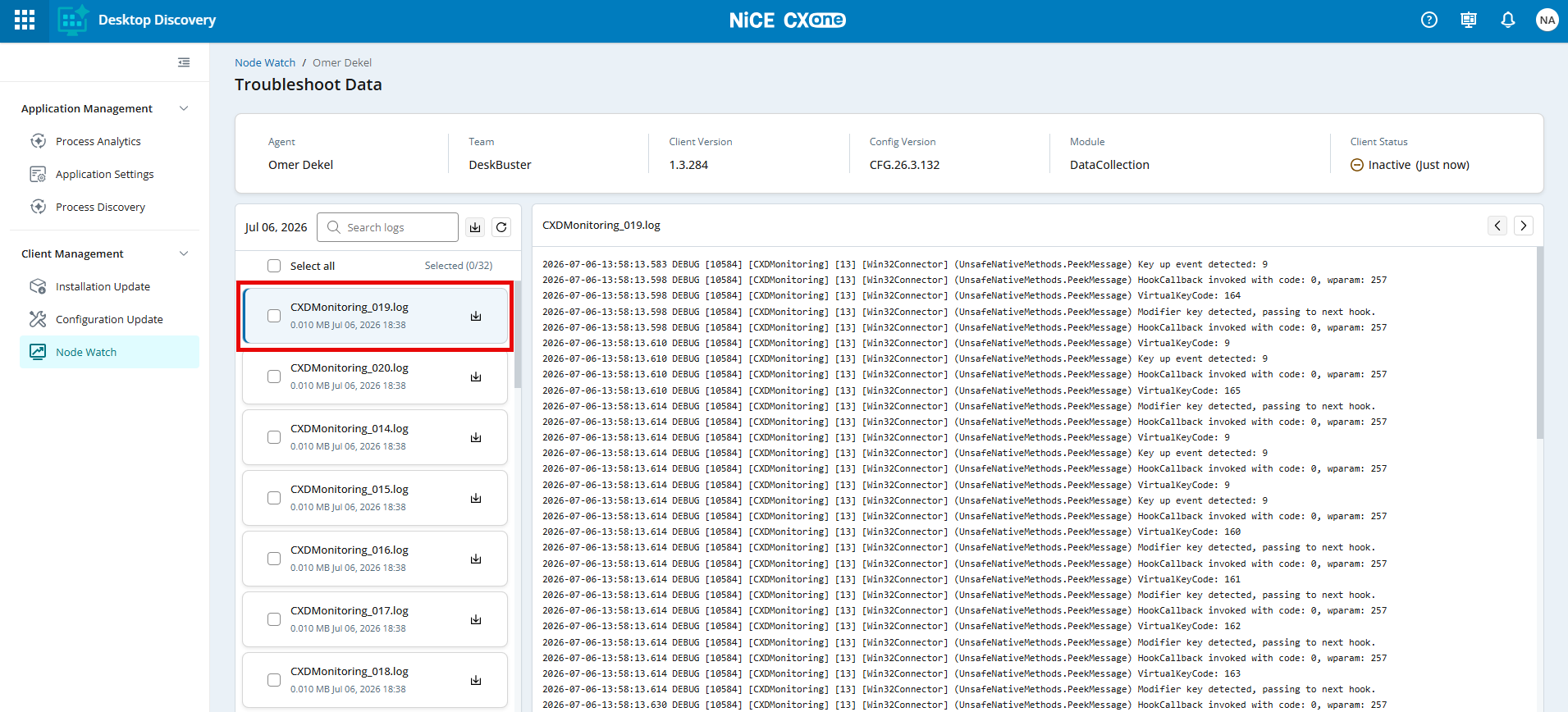 Image of the Troubleshoot Data page.