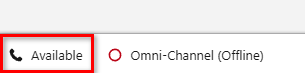 The agent's state is Available, so the word Available displays next to the phone icon in the bottmo left of Salesforce.