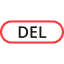 A capsule with the letters DEL inside.