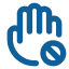 A hand, next to it is a circle with a slash through it.