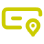 A rectangle with a map pin and a short horizontal line inside it.