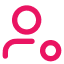 A stick person head and torso with an empty circle.