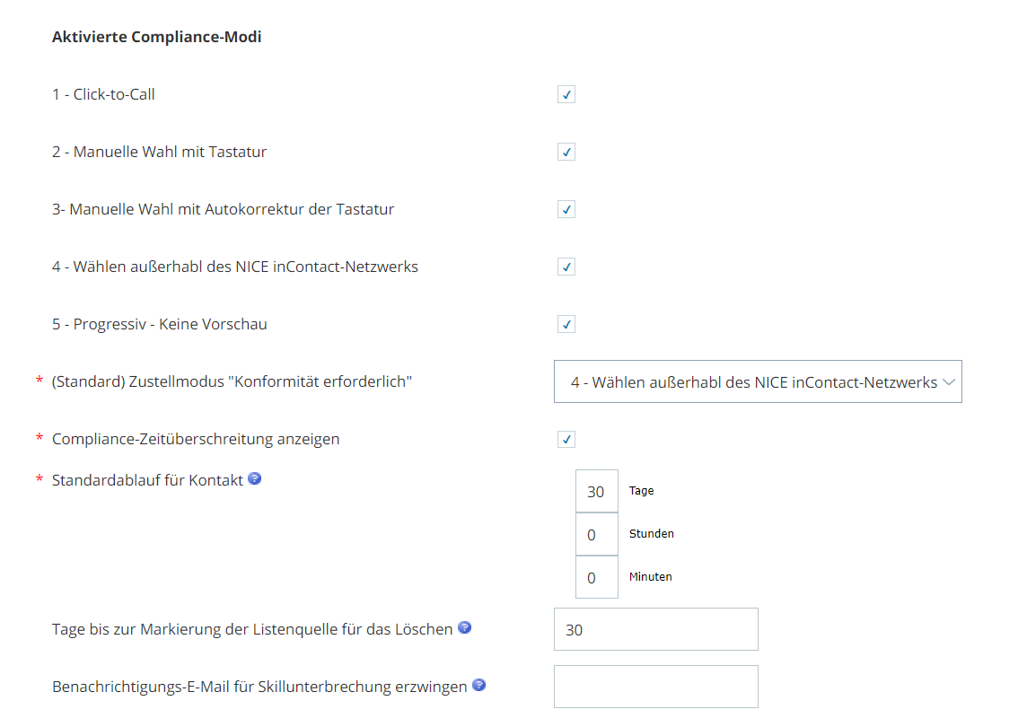 Screenshot des Abschnitts Outbound Strategy auf der Seite Details des Geschäftsbereichs