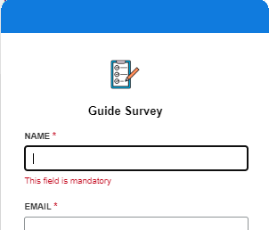 Guide-Widget, in dem eine vor dem Kontakt anzuzeigende Umfrage mit einem Symbol und einer Bezeichnung zu sehen sind.