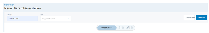 Screenshot des Formulars zur Erstellung der Hierarchie