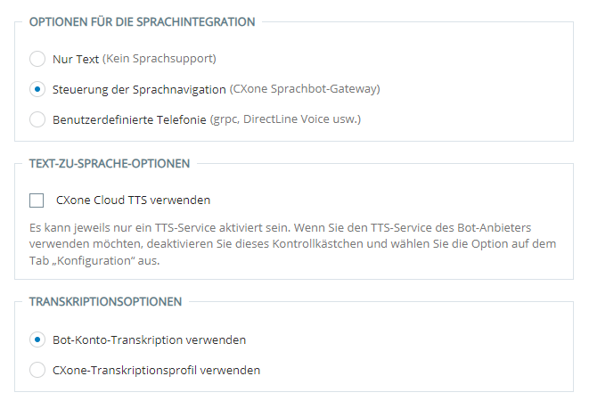 Die Seite Sprache im Konfigurationsassistenten in Virtueller Agenten-Hub.