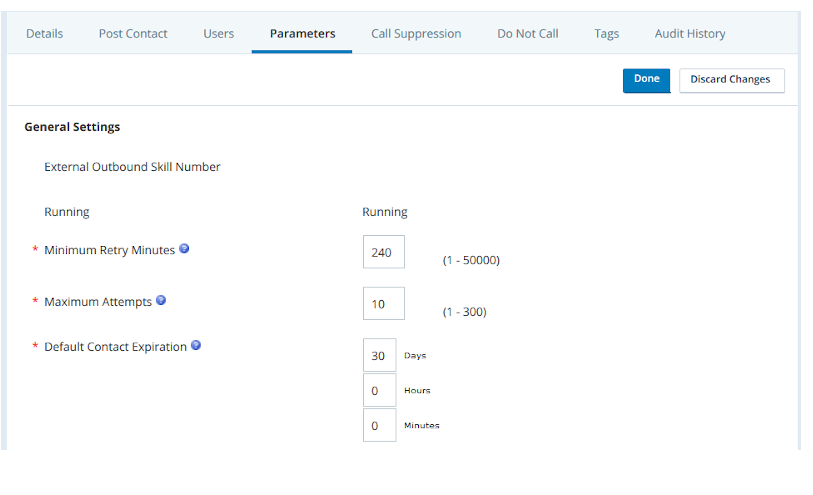 Captura de pantalla de la configuración general de una habilidad de CXone Personal Connection