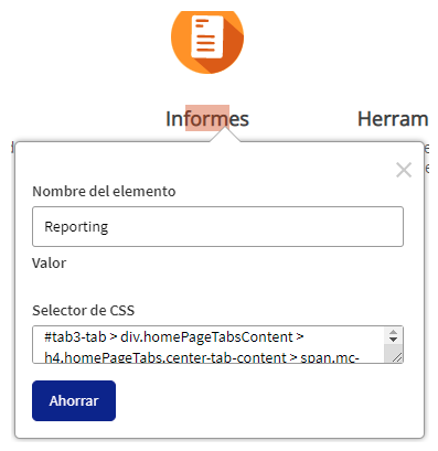 Captura de pantalla del Engagement Mapper identificar y mapear un elemento.