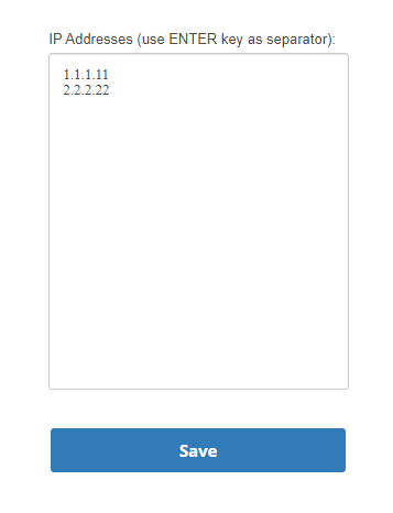 La página de bloqueo de IP, donde puede evitar que ciertas direcciones IP interactúen con sus agentes por chat.