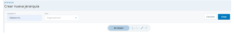 Captura de pantalla del formulario de creación de jerarquías