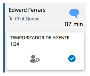 Debajo del nombre y la habilidad del contacto, el recuadro dice Temporizador de agente, con el temporizador a su lado.