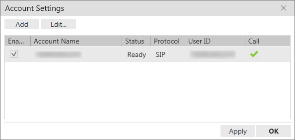 Imagen de la ventana de configuración de la cuenta.