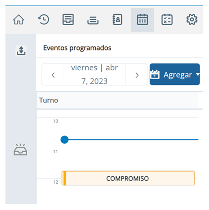 El espacio Programación, que muestra las actividades diarias y los compromisos programados.