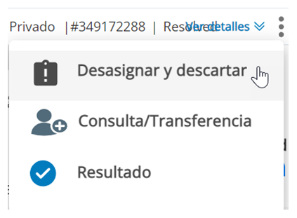 Se hace clic en el icono Más, los tres puntos verticales, y el cursor se desplaza sobre el icono Consulta/Transferencia: una persona con un signo más.